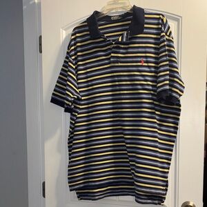 Polo by Ralph Lauren Men's Navy and Yellow Striped Polo